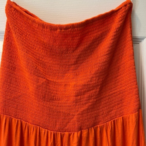 NWOT BRIGHT SUMMER CORAL STRAPLESS FLARE LEG JUMPSUIT - SIZE S - Picture 9 of 16